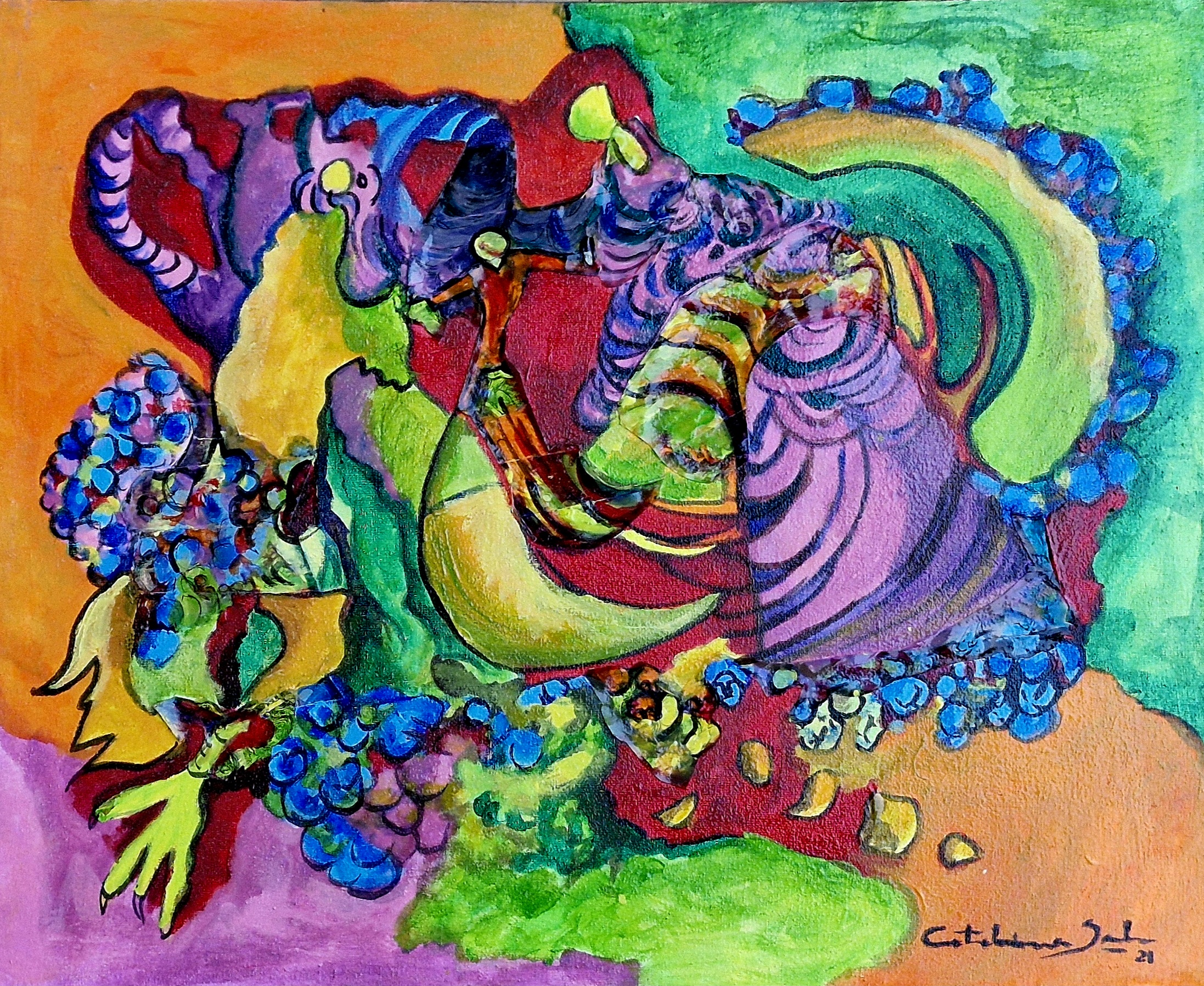 Obra Mixtura, creación en técnica mixta de 50 por 40 centímetros, 2021, por Catalina Solari Dorda