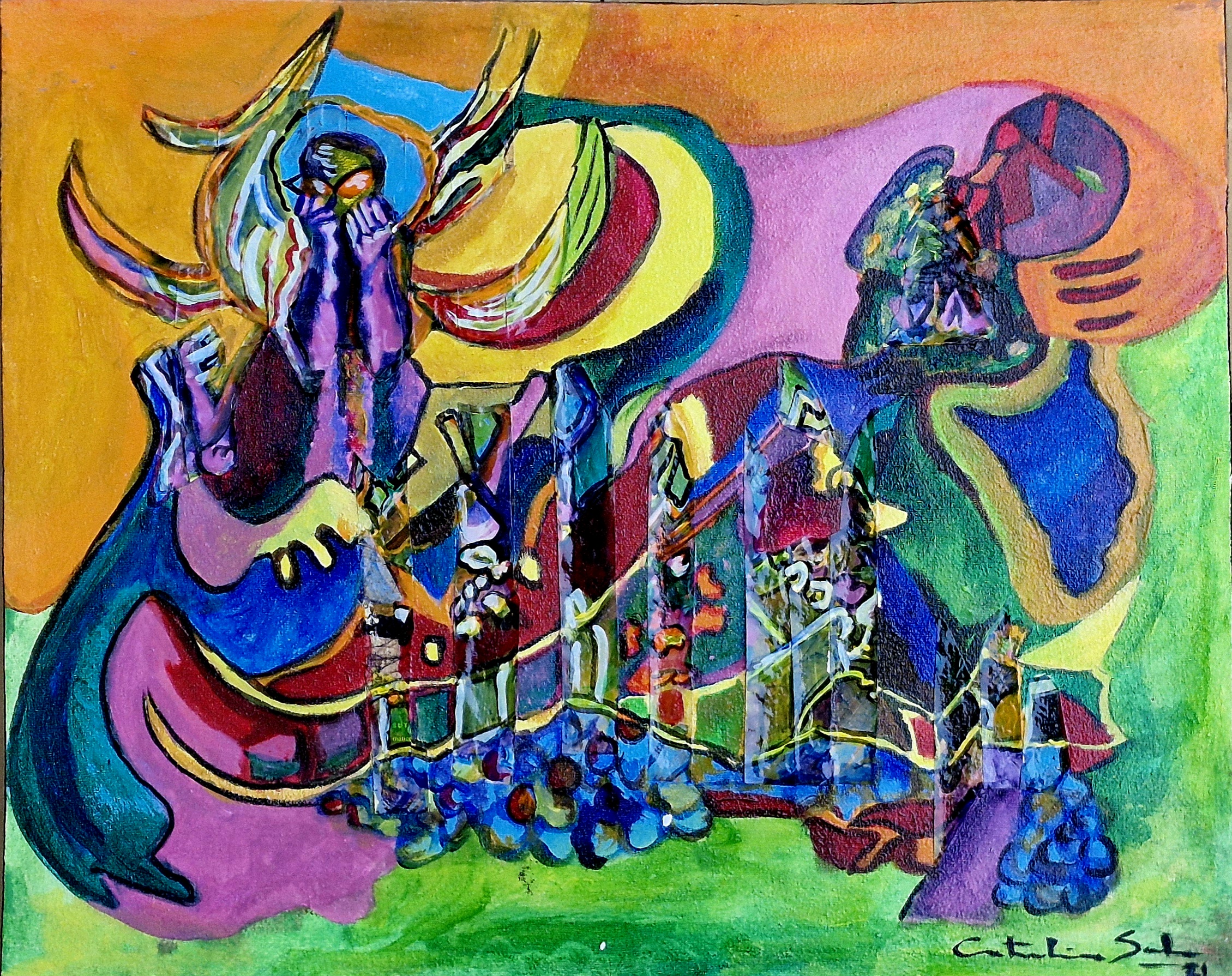 Obra Mixtura, trabajo en técnica mixta de 50 por 40 centímetros, 2021, por Catalina Solari Dorda