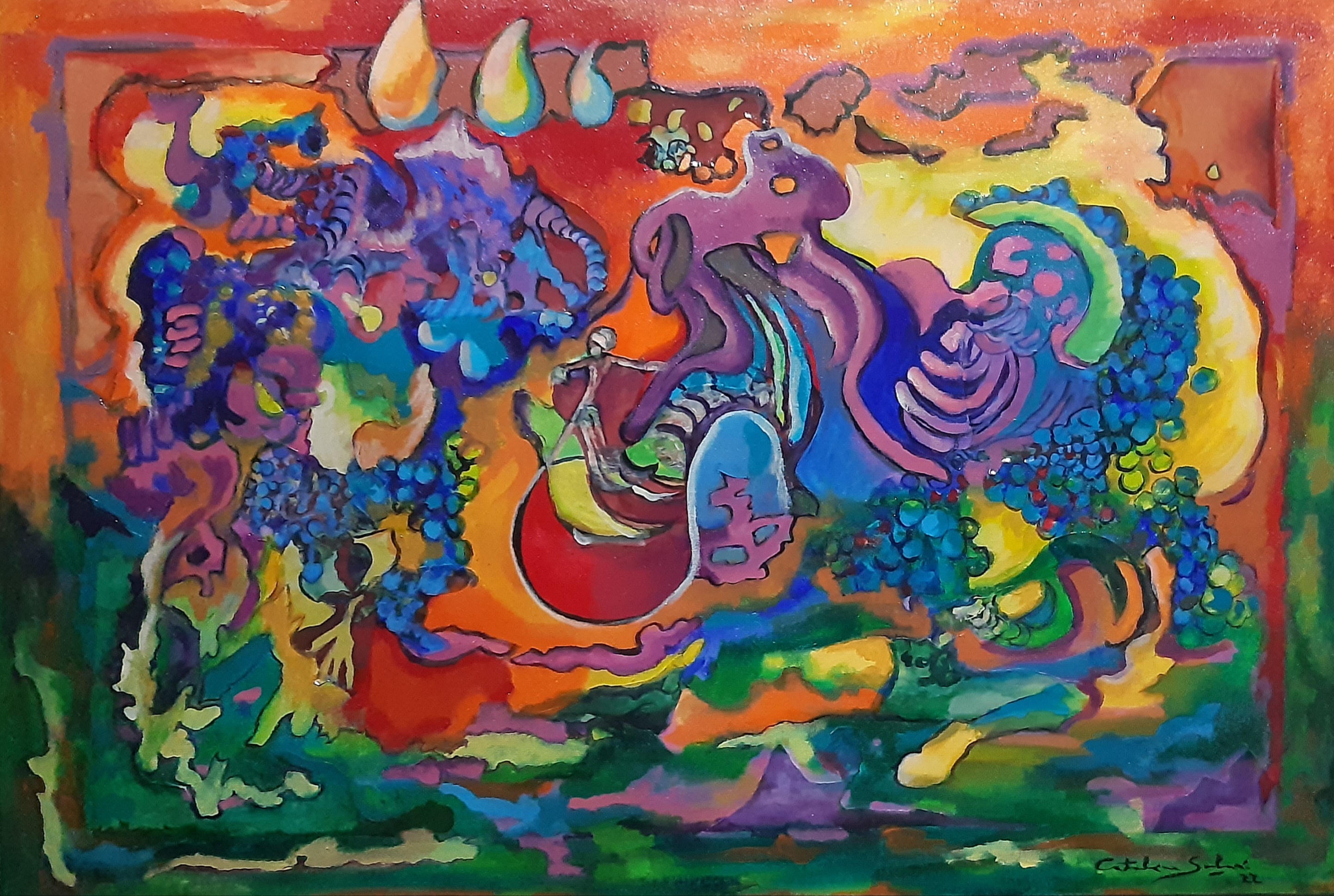 Obra Mixtura, técnica mixta de 50 por 40 centímetros, año 2021, por Catalina Solari Dorda