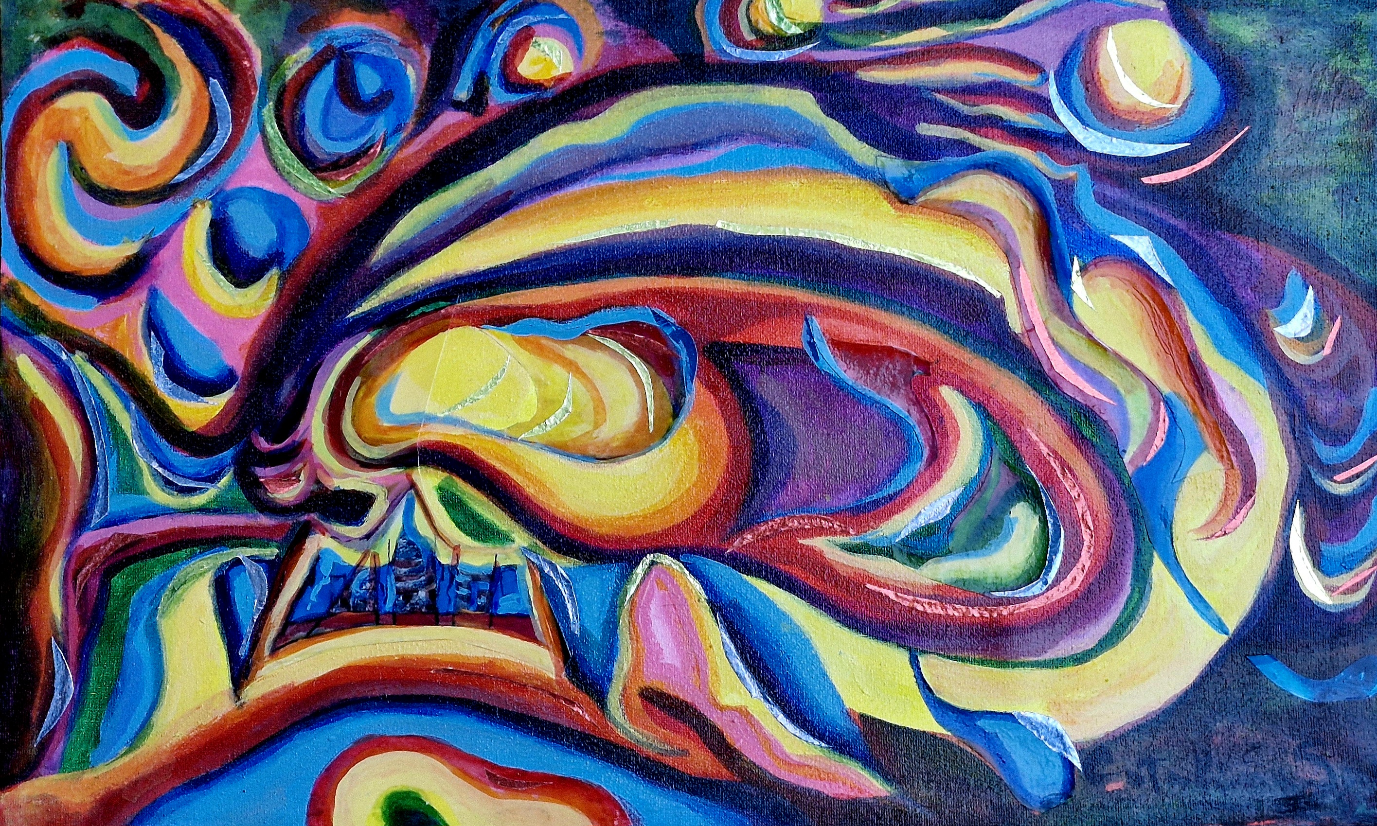 Obra Mixtura, técnica mixta de 52 por 32 centímetros, año 2025, por Catalina Solari Dorda