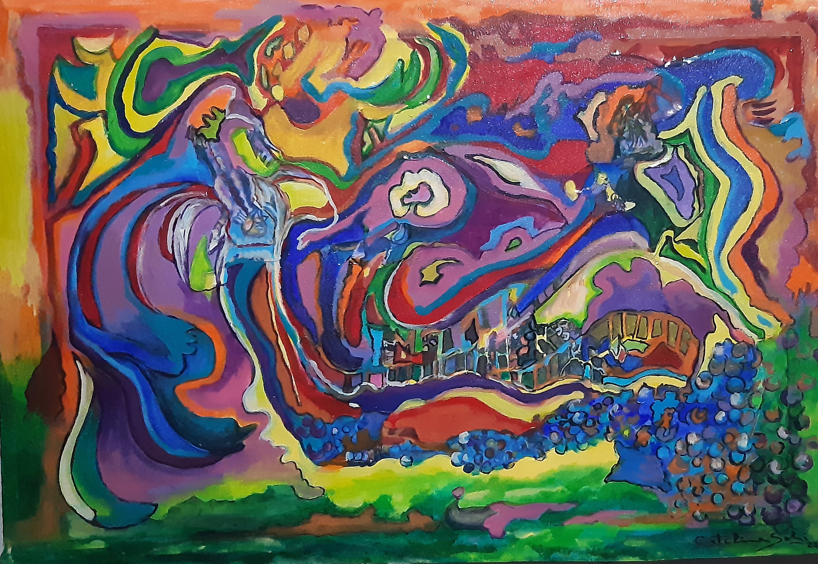 Obra Mixtura, técnica mixta de 60 por 40 centímetros, año 2022, por Catalina Solari Dorda